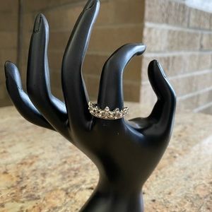 silver princess crown fashion ring
